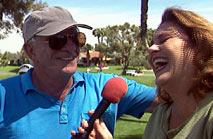 Dana Adkins interviewing Leslie Nielsen